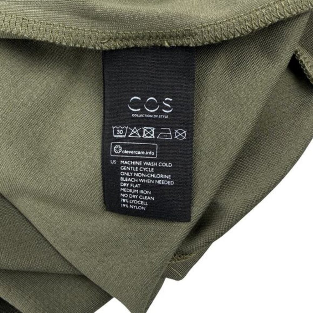 Cos Women's Khaki Ruffle Sleeve Dress Size XS Pockets - Picture 6 of 6